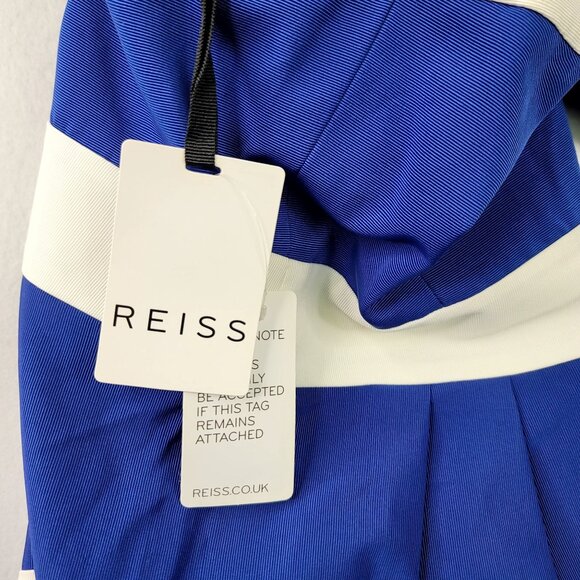 Reiss Raina Asymmetric Blue White Cotton Dress Size US 6 - UK 10 NEW Cocktail - Picture 12 of 15